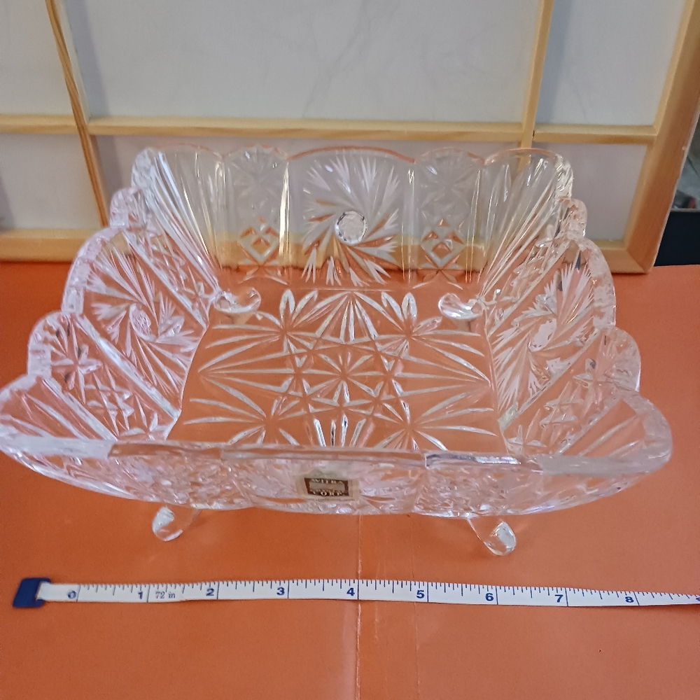 MCM HEAVY LEAD CRYTAL AVITRA FOOTED BOWL HAND CUT.